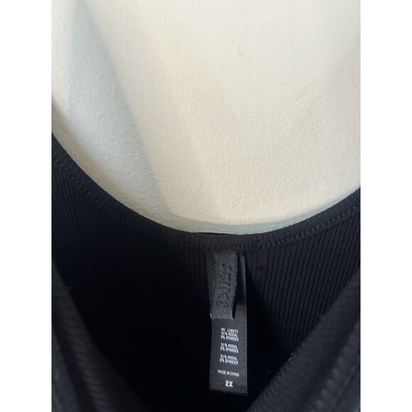 Skims Soft Lounge Long Slip Dress Ribbed Maxi Tank Stretch Modal Onyx Women's 2X - Picture 6 of 10